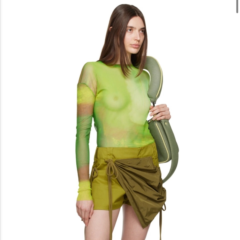 NWT Paula Canovas Del Vas Green Semi-Sheer Too